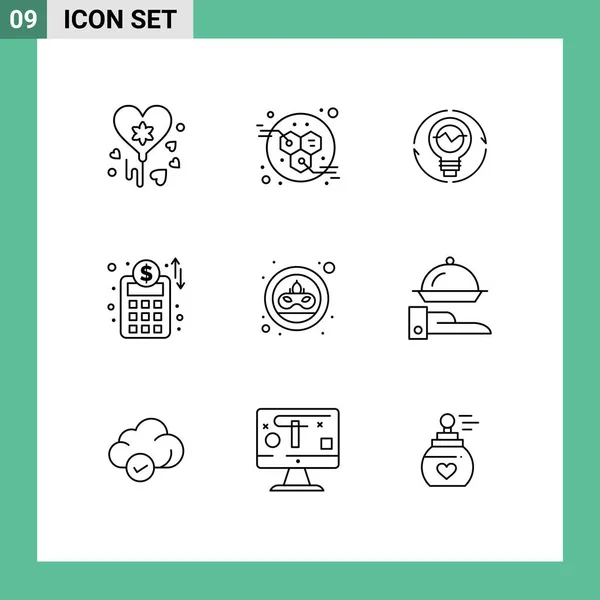 Stock Vector Icon Pack Mit Zeilenzeichen Und Symbolen Für Münze — Stockvektor