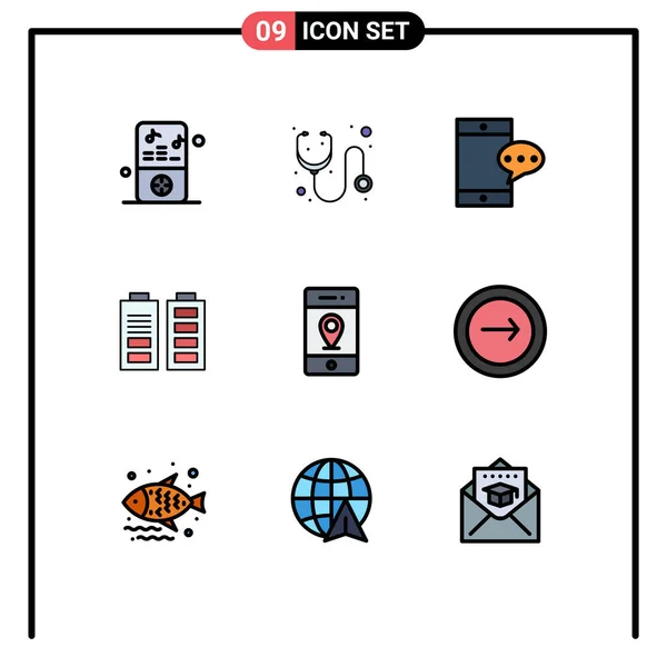 Creative Icons Modern Signs Sysymbols Pin Location Mobile Full Battery — Archivo Imágenes Vectoriales