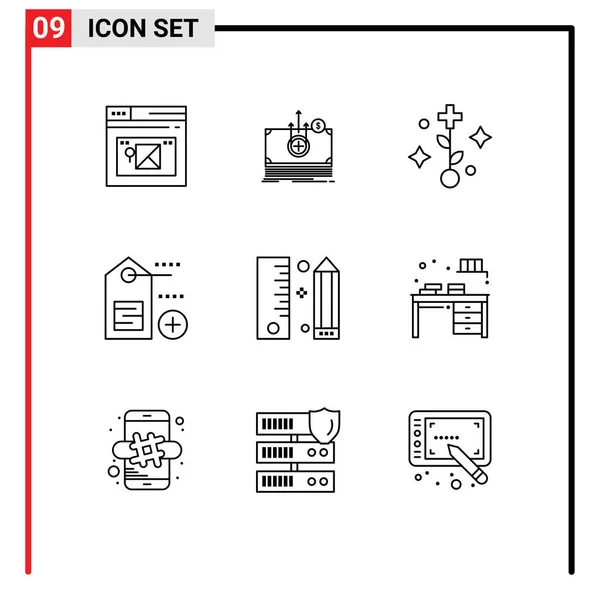 Set Modern Icons Symbols Signs Pencil Design Medical Coding Label — Stock Vector