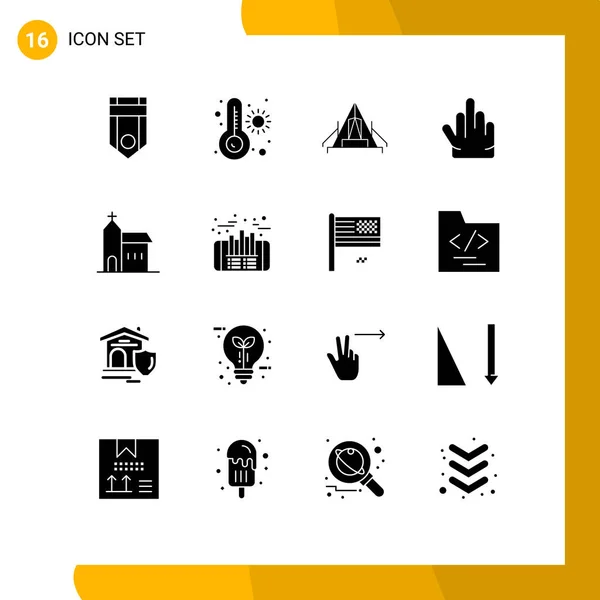 Creative Icons Modern Signs Sysymbols Christian High Five Tent Hand — Vector de stock