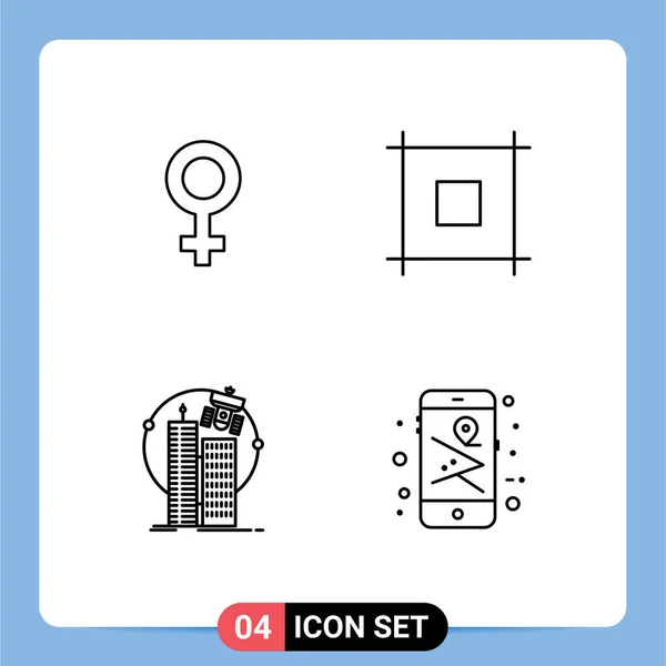 Conjunto Pacotes Cores Planas Filledline Comerciais Para Feminino Satélite Layout — Vetor de Stock