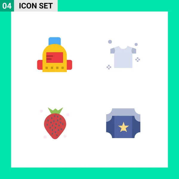 Pictogram Set Simple Flat Icons Bag Berry Clothes Strawberry Film — Stock Vector