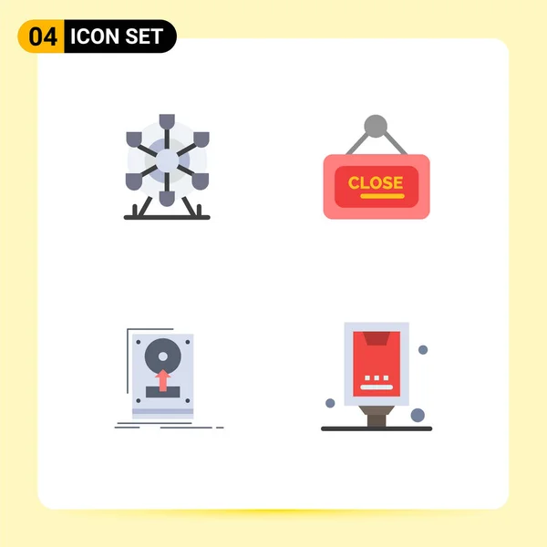 Group Modern Flat Icons Állítsa Ferris Meghajtó Kanada Jel Menteni — Stock Vector