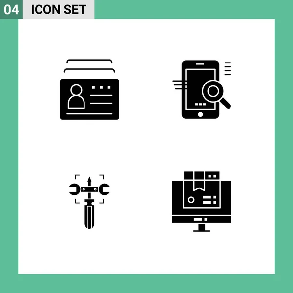 Vector Stock Icon Pack Líneas Símbolos Para Tarjetas Identificación Configuración — Vector de stock