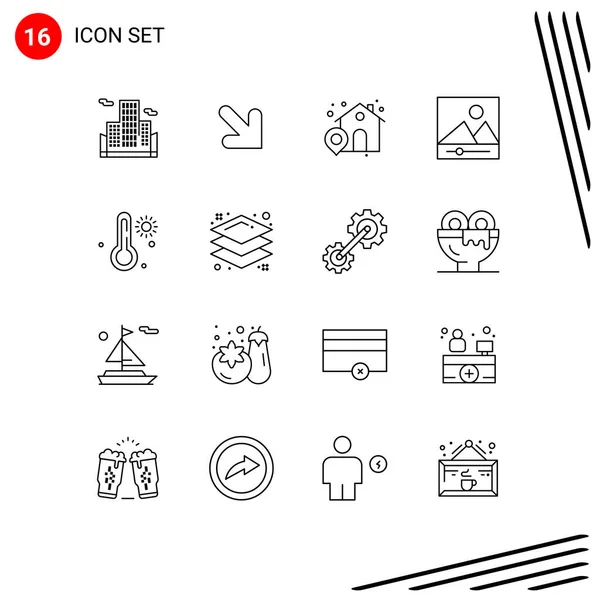 Vector Stock Icon Pack Líneas Señales Símbolos Para Capas Diseño — Archivo Imágenes Vectoriales