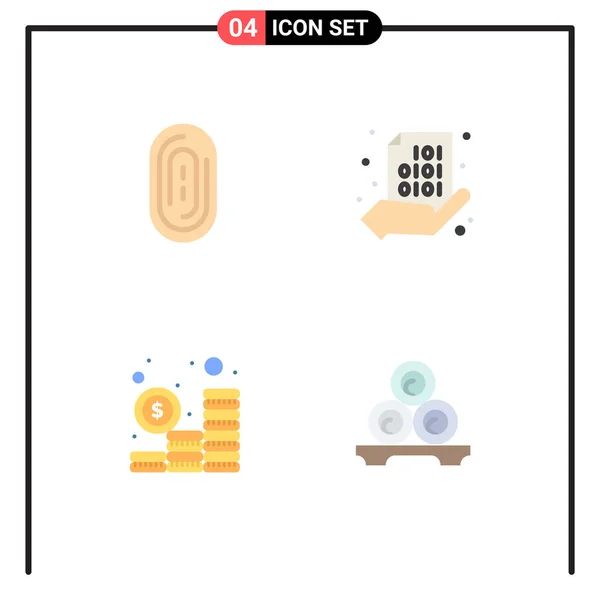 Moderne Set Van Platte Pictogrammen Symbolen Zoals Biometrische Investering Code — Stockvector