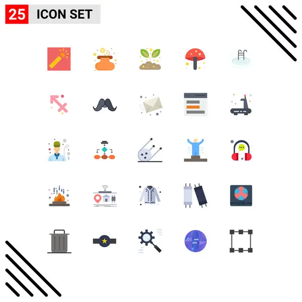 Universal Icon Symbols Group Modern Flat Colors Serves Pool Growing — Stock Vector