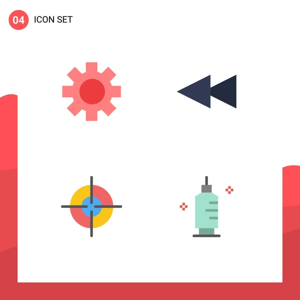 Set Von Vector Flat Icons Grid Für Einstellung Chemie Global — Stockvektor