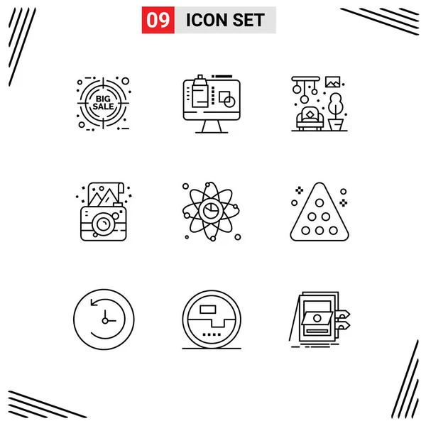 Icône Vectorielle Stock Paquet Signes Symboles Ligne Pour Connexion Photographie — Image vectorielle