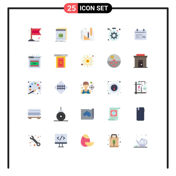 Universal Icon Symbols Group Modern Flat Colors Date Canada Art — 스톡 벡터