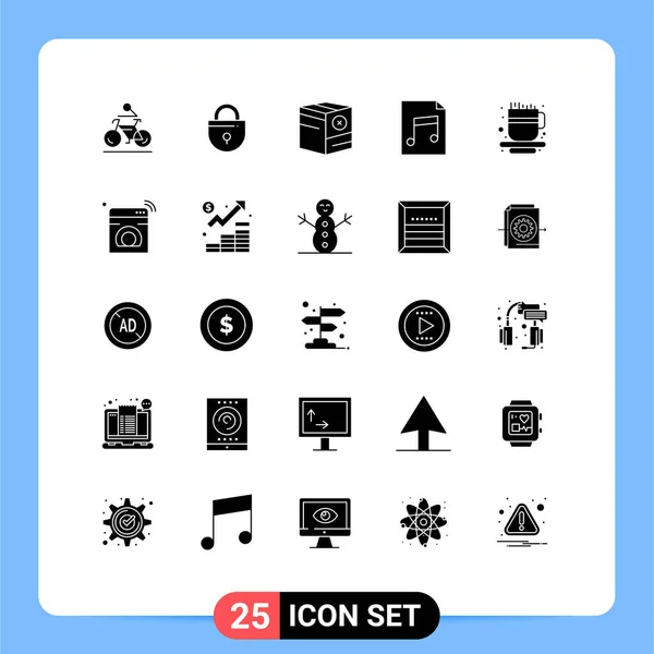 Creative Icons Modern Signs Symbols Coffee Cup Document Security Audio — Stock Vector