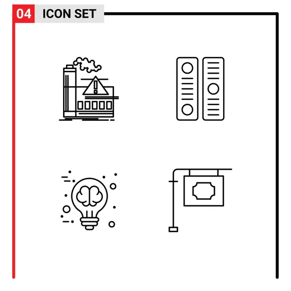 Stock Vector Icon Pack Mit Zeilenzeichen Und Symbolen Für Umweltverschmutzung — Stockvektor