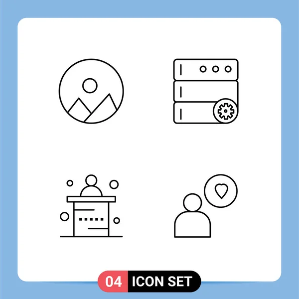 Pictogram Set Simple Filledline Lapos Színek Kép Recepció Vezérlés Íróasztal — Stock Vector