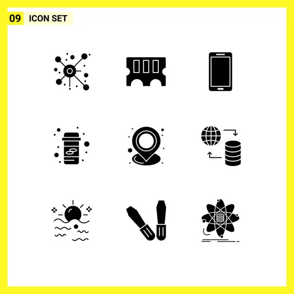Stock Vector Icon Pack Line Signs Symbols Location Pills Smart — Stock Vector
