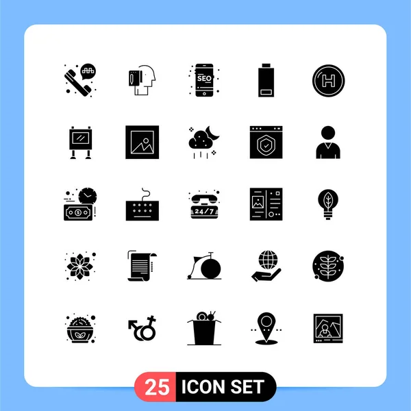 Set Modern Icons Symbols Signs Health Care Mobile Warning Battery — Stock Vector