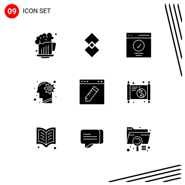 Set Modern Icons Sysymbols Signs Solution Mind Communication Idea User — Vector de stock