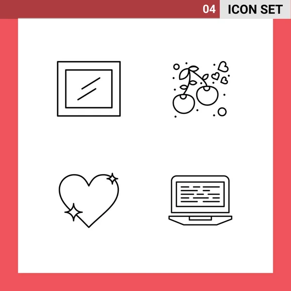 Conjunto Icones Modernos Símbolos Sinais Para Interior Favorito Baga Coração —  Vetores de Stock