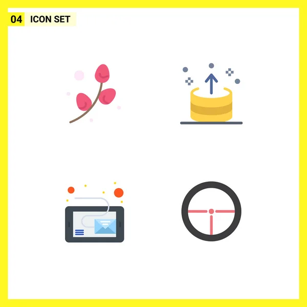 Modern Set Flat Icons Pictograph Plent Email Holiday Export Message — Stock Vector
