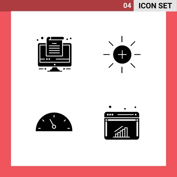Set Modern Ikonok Szimbólumok Jelek Számítógép Sebesség Fényerő Felhasználó Grafikon — Stock Vector