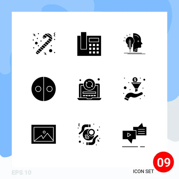 Creative Icons Modern Jelek Szimbólumok Kódolás Frissítés Készítés Laptop Szimbolizmus — Stock Vector