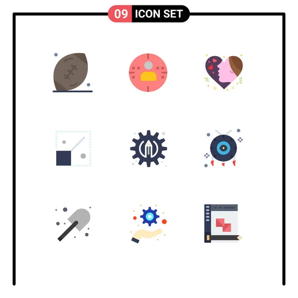 Mobile Interface Flat Color Set Pictograms Creative Design Emojis Resize — Vector de stock