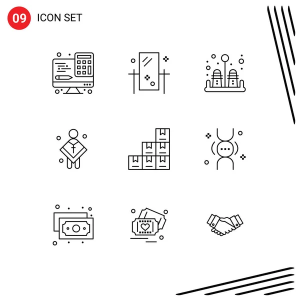 User Interface Outline Pack Modern Signs Sysymbols Box Man Reflection — Vector de stock