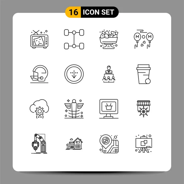 User Interface Pack Basic Outlines Baseball Helm Makanan Terbang Ibu - Stok Vektor