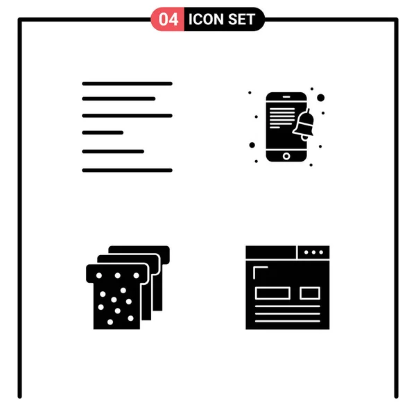 Set Modern Icons Sysymbols Signs Align Coding Mobile Bread Development — Vector de stock