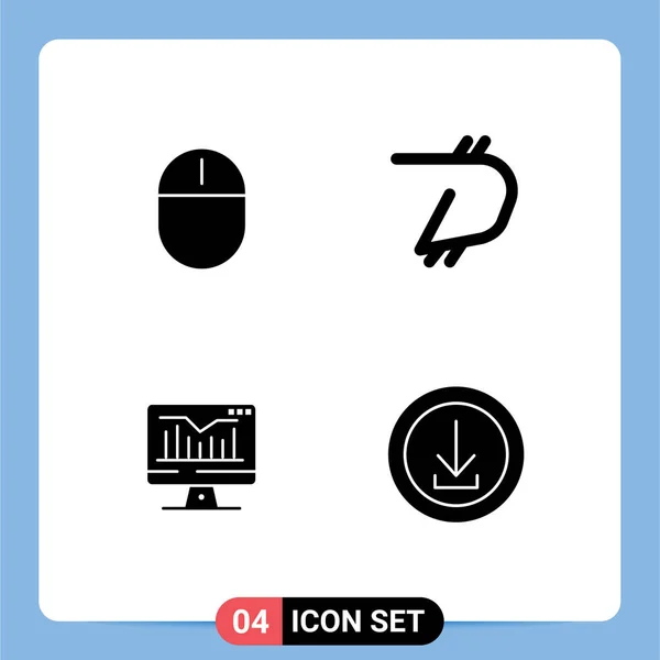 Universal Solid Glyph Signs Symbole Von Computern Computern Hardware Münzen — Stockvektor