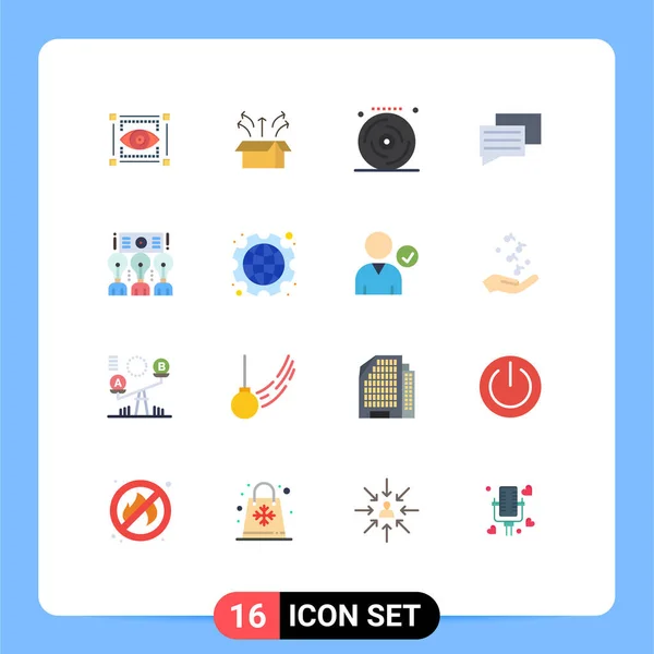 Universal Icon Simboli Gruppo Moderni Piatti Colori Presentazione Messaggio Prodotto — Vettoriale Stock