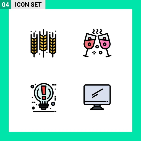Vector Icon Pack Line Signs Symbols Agriculture Light Gluten Party — 스톡 벡터