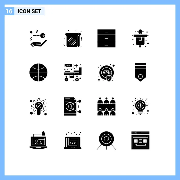 Mobile Interface Solid Gyph Set Pictograms Holiday Christmas Furniture Basketball — Vector de stock