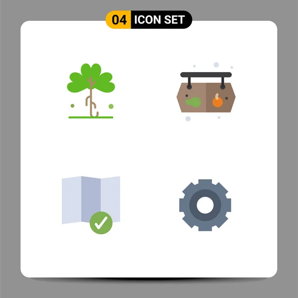 Set Modern Icons Sysymbols Signs Clover Check Irish Supermarket Map — Archivo Imágenes Vectoriales