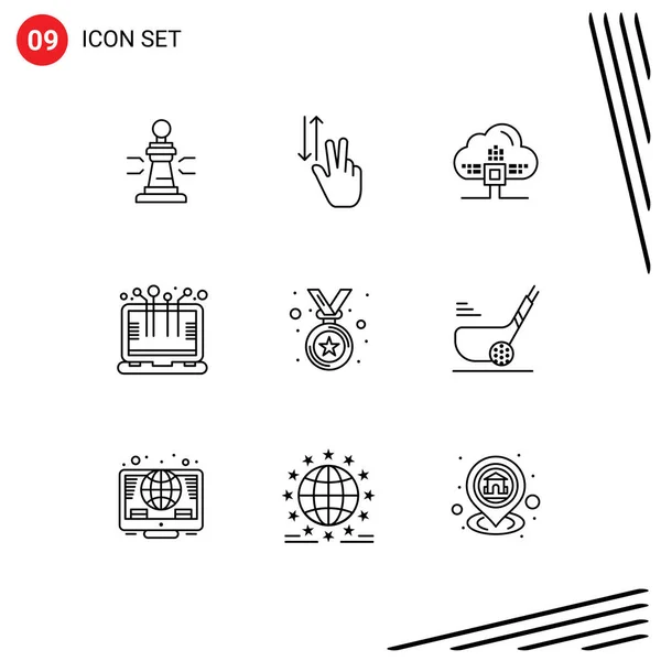 Set Modern Icons Sysymbols Signs Laptop Computer Smart Technology Cloud — Vector de stock