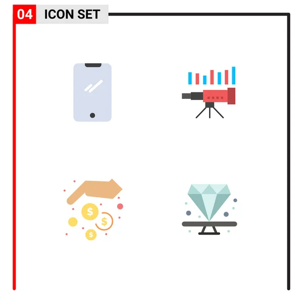 Group Modern Flat Icons Beállítás Telefon Piac Android Üzlet Látás — Stock Vector