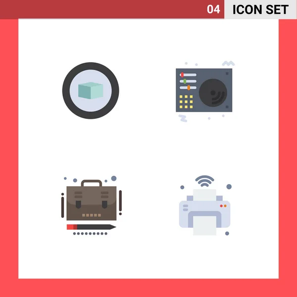 Editierbare Vektorzeilenpakete Mit Einfachen Flachen Icons Für Basic Case Disc — Stockvektor