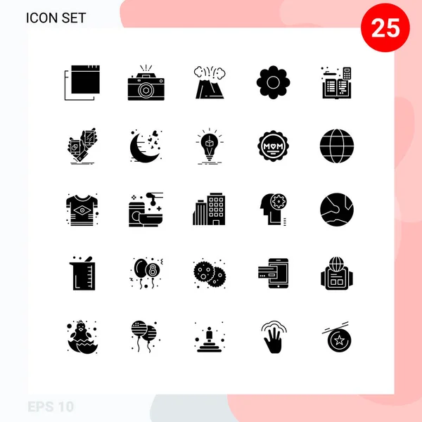 Uniwersalny Solid Glyphs Zestaw Aplikacji Internetowych Mobilnych Matematyka Rachunkowość Erupcja — Wektor stockowy