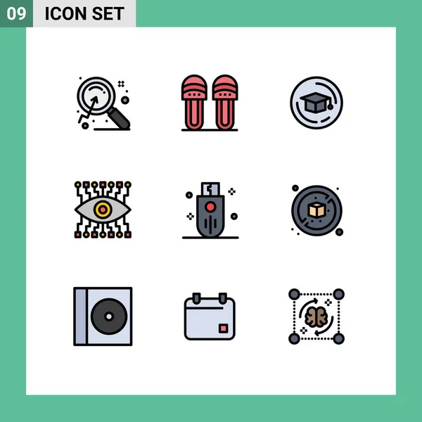 Set Von Modernen Symbolen Symbole Zeichen Für Stick Speicher Kappe — Stockvektor