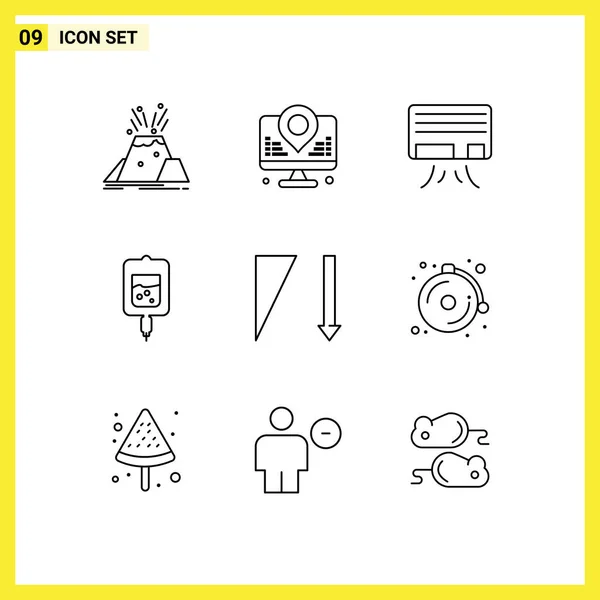 Pictogram Set Simple Outlines Sort Samples Map Sugar Test Blood — Stock Vector