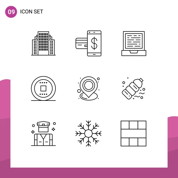 Universal Icon Symbols Group Modern Outlines Location Track Payment Stop — Stockvektor