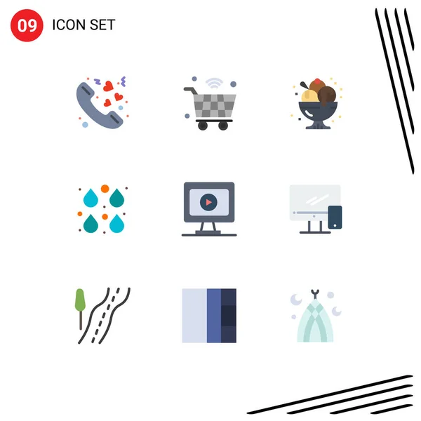 Modern Set Flat Colors Symbols Edit Drop Wifi Color Party — Stock Vector