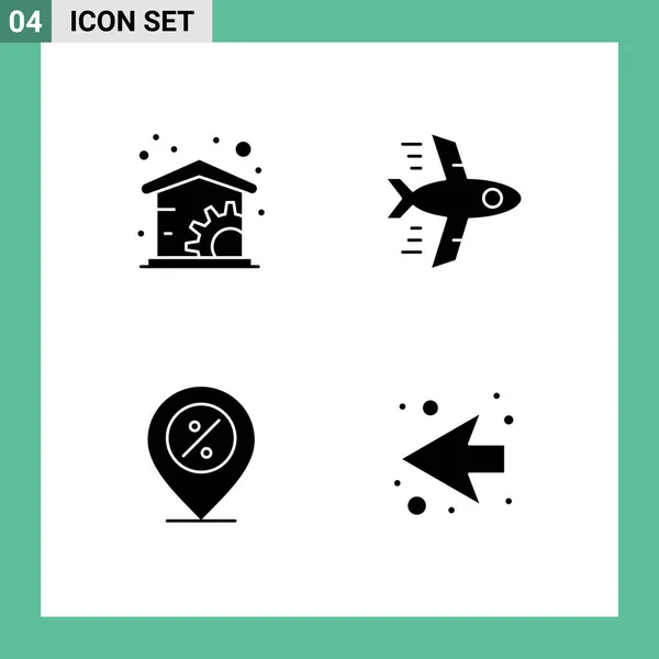 Set Modern Icons Sysymbols Signs Economics Percentage Airplane Ecommerce Arrow — Vector de stock