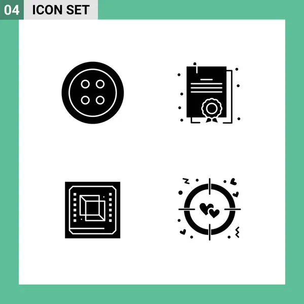 Mobile Interface Solid Gyph Set Pictograms Clothes Hardware Certificate Chip — Archivo Imágenes Vectoriales