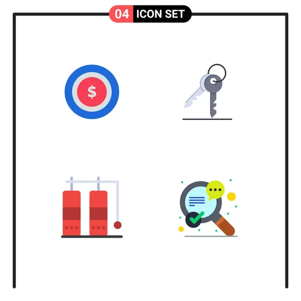 Flat Icon Pack Universal Σύμβολα Των Αμερικανικών Διακοπές Κλειδί Δωμάτιο — Διανυσματικό Αρχείο
