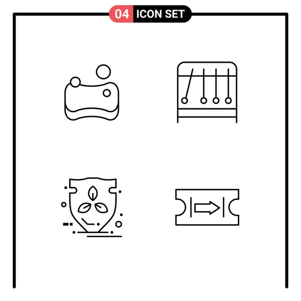 Set Icone Moderne Simboli Segni Pulizia Scudo Fisica Eco Freccia — Vettoriale Stock