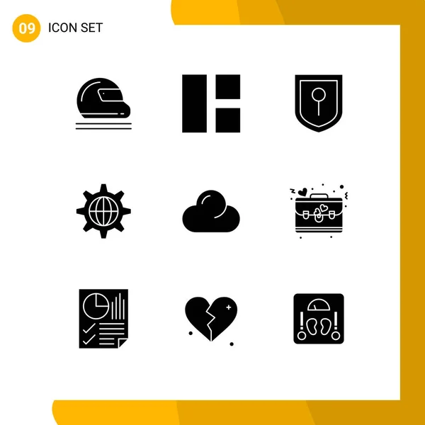 User Interface Solid Gyph Pack Modern Signs Sysymbols Overcast Cloud — Vector de stock