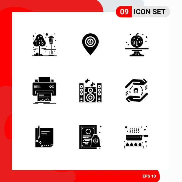 Stock Vector Icon Pack Line Signs Symbols Music Hardware Money — Stock Vector