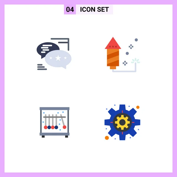 Pack Iconos Capa Creativa Chat Física Mensajes Evento Ciencia Editable — Vector de stock