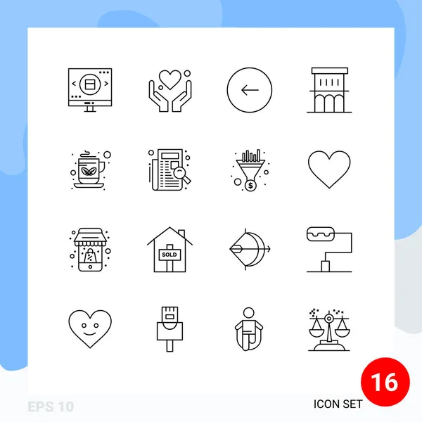 User Interface Pack Basic Outlines Property Estate Motivation Architecture Play — Vector de stock