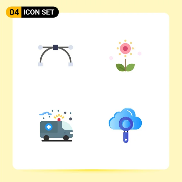 Set Modern Icons Tanda Tanda Untuk Anchor Care Flora Nature - Stok Vektor